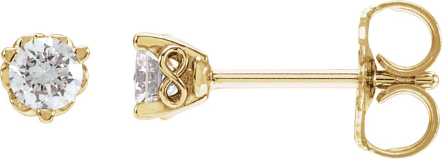 14K Gold Lab-Grown Diamond Round 3-Prong Infinity-Inspired Stud Earrings - Yellow Gold