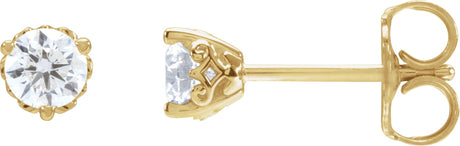 14K Gold Lab-Grown Diamond Round 3-Prong Scroll Stud Earrings - Yellow Gold