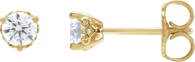 14K Gold Lab-Grown Diamond Round 3-Prong Scroll Stud Earrings - Yellow Gold