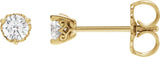 14K Gold Lab-Grown Diamond Round 3-Prong Scroll Stud Earrings - Yellow Gold