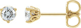 14K Gold Lab-Grown Diamond Round 3-Prong Scroll Stud Earrings – 1-4mm Stones - Yellow Gold