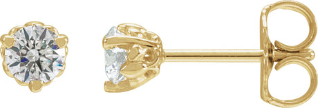 14K Gold Lab-Grown Diamond Round 3-Prong Fleur-de-lis Earrings - Yellow Gold