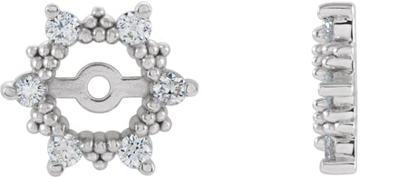 14K Gold Natural Diamond Halo-Style Earring Jackets III - White Gold