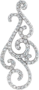 14K Gold Accented Scroll Pendant - White Gold