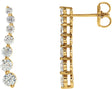 14K Gold Round Natural Diamond Journey Earrings – 3-3.4mm Stones - White Gold