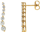 14K Gold Round Natural Diamond Journey Earrings – 3-3.4mm Stones - White Gold