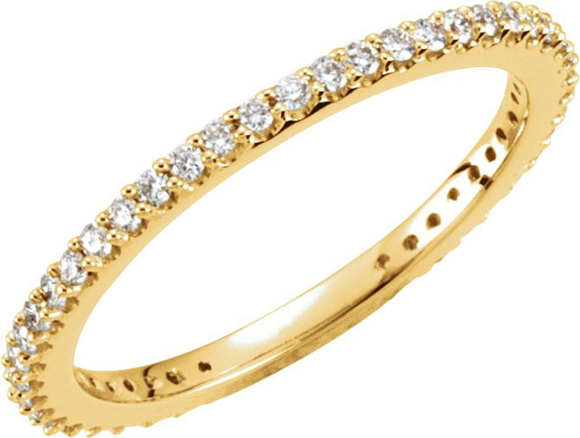 14K Gold Round Natural Diamond Stackable Ring – 1/3 CTW - Yellow Gold