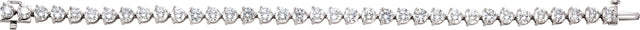 18K Gold Round Natural Diamond Line Bracelet – 4.4mm Stones - White Gold - view 2