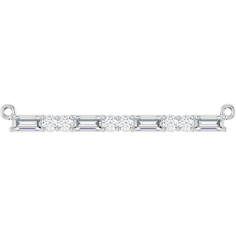 Platinum Straight Baguette Lab-Grown Diamond Accented Bar Necklace