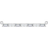 14K Gold Straight Baguette Natural Diamond Accented Bar Necklace – 1/2 CTW - White Gold