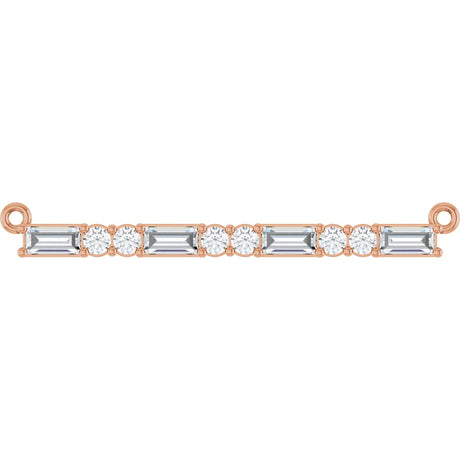 14K Gold Straight Baguette Natural Diamond Accented Bar Necklace – 1/2 CTW - Rose Gold