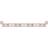 14K Gold Straight Baguette Lab-Grown Diamond Accented Bar Necklace - Rose Gold