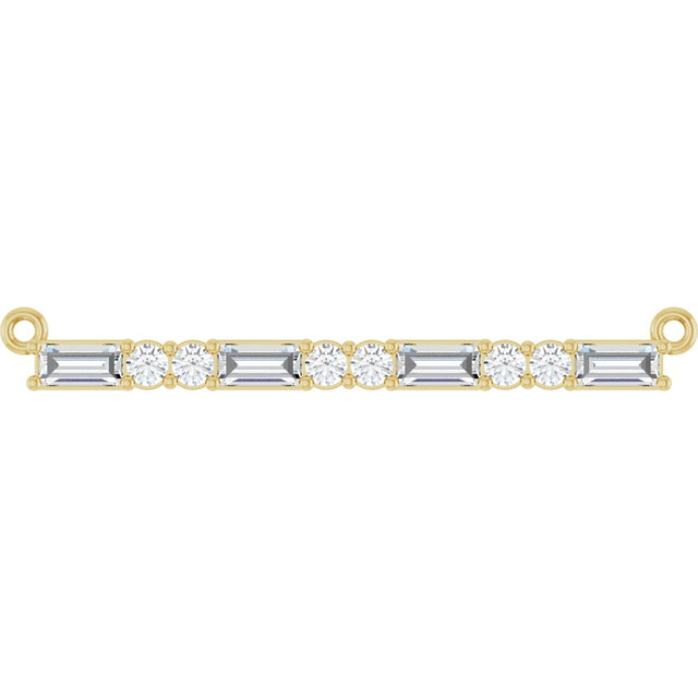 14K Gold Straight Baguette Natural Diamond Accented Bar Necklace – 1/2 CTW - Yellow Gold