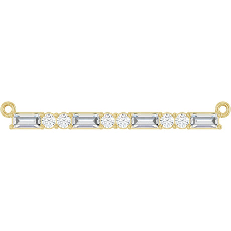 14K Gold Straight Baguette Lab-Grown Diamond Accented Bar Necklace - Yellow Gold