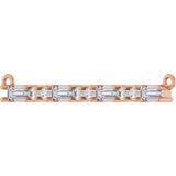 14K Gold Straight Baguette Lab-Grown Diamond Accented Bar Necklace - Rose Gold - view 2