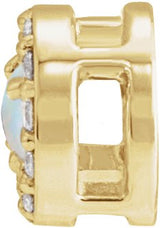 14K Gold Round Natural White Opal Halo-Style Rose-Cut Necklace or Pendant - Yellow Gold - view 2