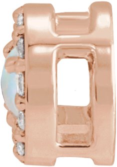 14K Gold Round Natural White Opal Halo-Style Rose-Cut Necklace or Pendant - Rose Gold - view 2