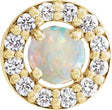 14K Gold Round Natural White Opal Halo-Style Rose-Cut Necklace or Pendant - Yellow Gold