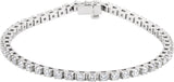 14K Gold Round Natural Diamond Line Bracelet - White Gold