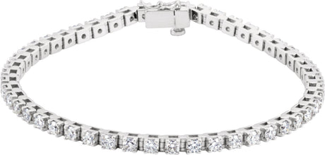 14K Gold Round Natural Diamond Line Bracelet - White Gold