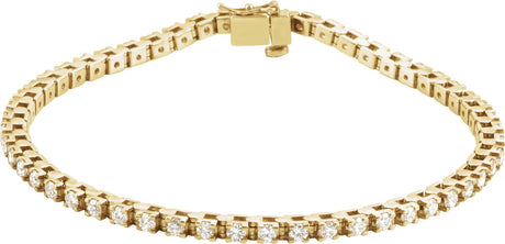 14K Gold Round Natural Diamond Line Bracelet – 2.2mm Stones - Yellow Gold