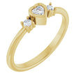 14K Gold Natural Diamond Accented Heart Ring - Yellow Gold