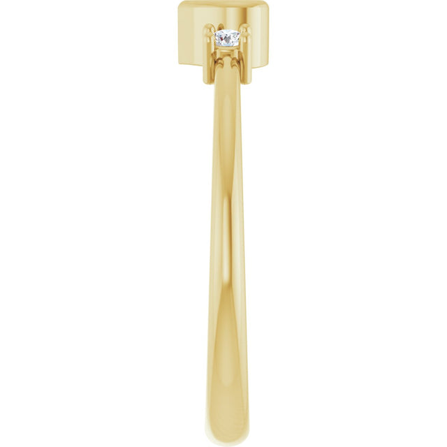14K Gold Natural Diamond Accented Heart Ring - Yellow Gold - view 4