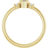 14K Gold Natural Diamond Accented Heart Ring - Yellow Gold - view 2