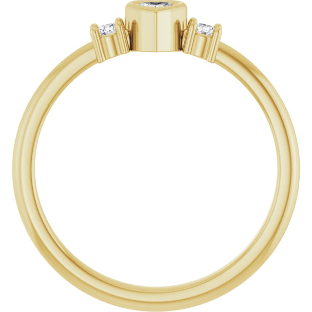 14K Gold Natural Diamond Accented Heart Ring - Yellow Gold - view 2