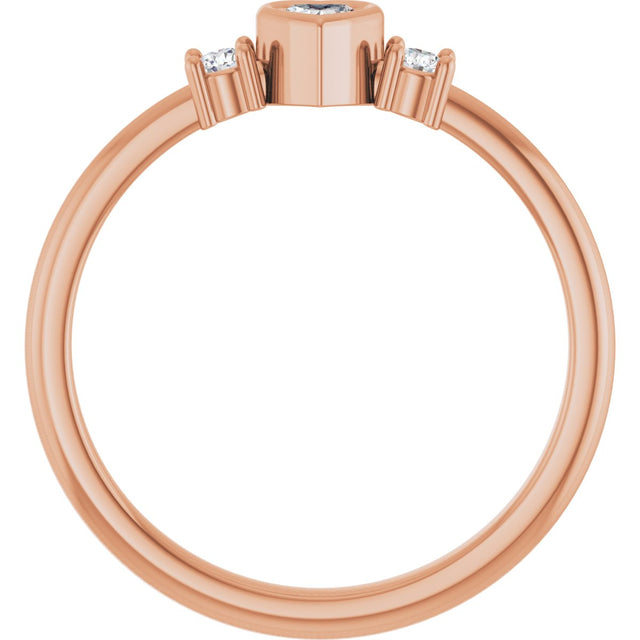 14K Gold Natural Diamond Accented Heart Ring - Rose Gold - view 2