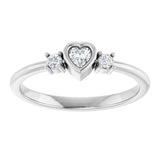14K Gold Natural Diamond Accented Heart Ring - White Gold - view 3