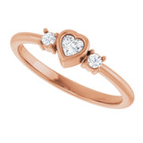 14K Gold Natural Diamond Accented Heart Ring - Rose Gold - view 5