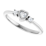 14K Gold Natural Diamond Accented Heart Ring - White Gold - view 5