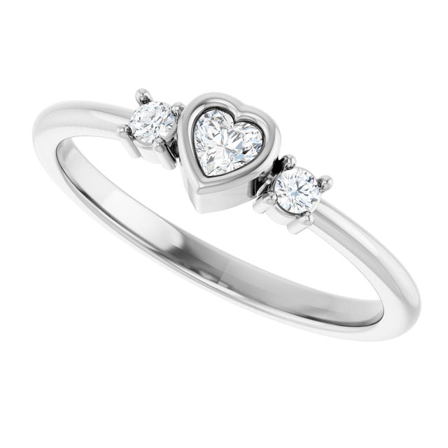 Platinum Natural Diamond Accented Heart Ring - view 5