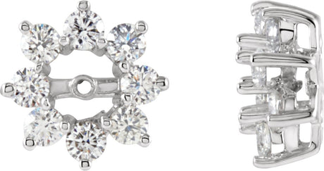 14K Gold Natural Diamond Halo-Style Earring Jackets VII - White Gold