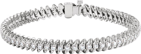 14K Gold Round Natural Diamond Accented Line Bracelet – 1.7mm Stones