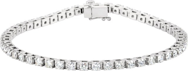 14K Gold Round Natural Diamond Line Bracelet VIII - White Gold