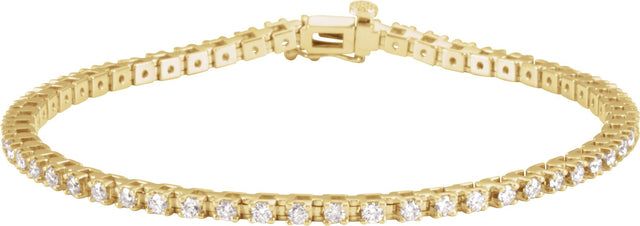 14K Gold Round Lab-Grown Diamond Line Bracelet – 2.2mm Stones - Yellow Gold