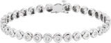 14K Gold Round Natural Diamond Bezel-Set Line Bracelet or Link - White Gold