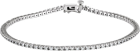 14K Gold Round Lab-Grown Diamond Line Bracelet – 1.3mm Stones - White Gold