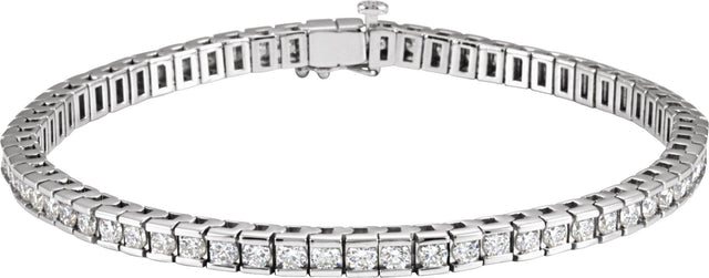 14K Gold Round Lab-Grown Diamond Accented Line Bracelet - White Gold