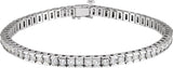 14K Gold Round Natural Diamond Accented Line Bracelet – 2.5mm Stones - White Gold