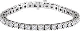 18K Gold Round Natural Diamond Line Bracelet – 3.9-4.1mm Stones - White Gold