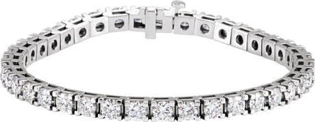 18K Gold Round Natural Diamond Line Bracelet – 3.9-4.1mm Stones - White Gold