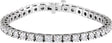 14K Gold Round Natural Diamond Line Bracelet – 3.9mm Stones - White Gold