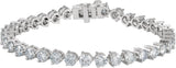 18K Gold Round Natural Diamond Line Bracelet – 4.4mm Stones - White Gold