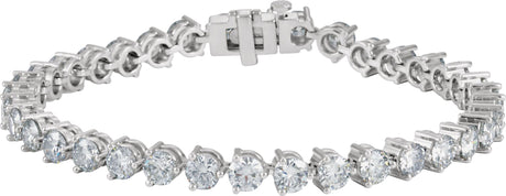 18K Gold Round Natural Diamond Line Bracelet – 4.4mm Stones - White Gold