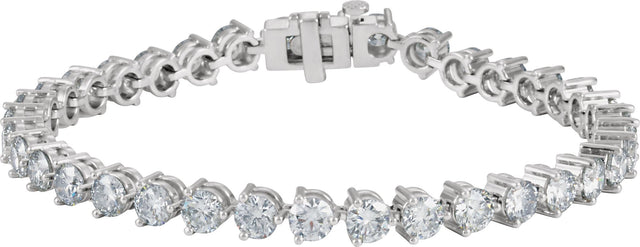 18K Gold Round Natural Diamond Line Bracelet – 4.4mm Stones - White Gold