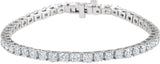 18K Gold Round Natural Diamond Line Bracelet – 3.4mm Stones - White Gold