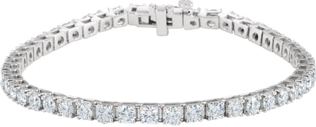 18K Gold Round Natural Diamond Line Bracelet – 3.4mm Stones - White Gold
